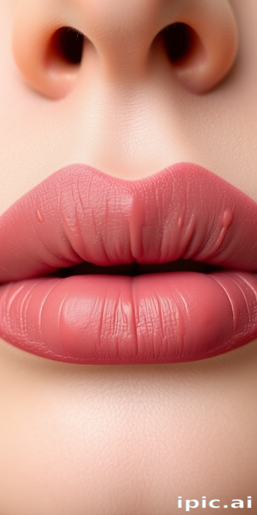 Dusty mauve lips with a powdery matte texture, named "Vintage Blush," offering a soft, romantic look with a velvet-like appearance