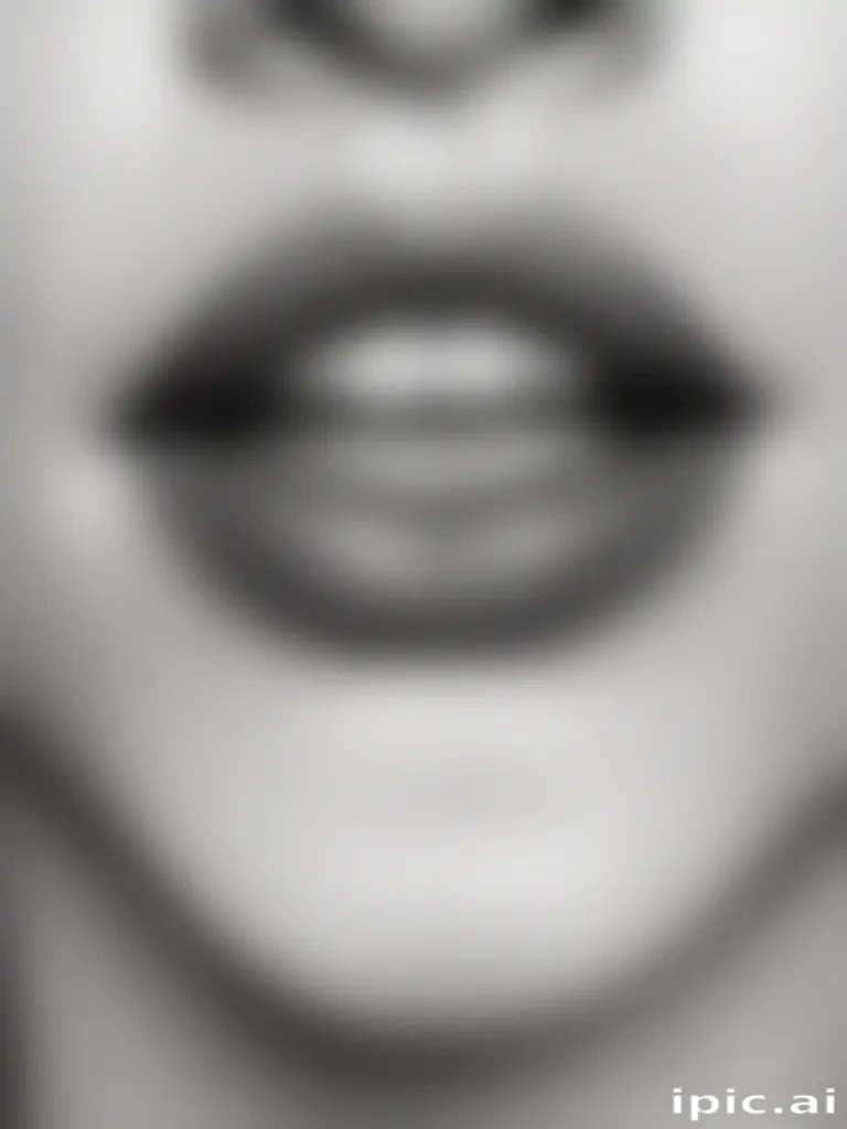 lips black and white clipart