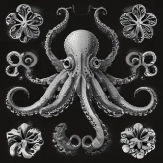 octopus clipart black and white