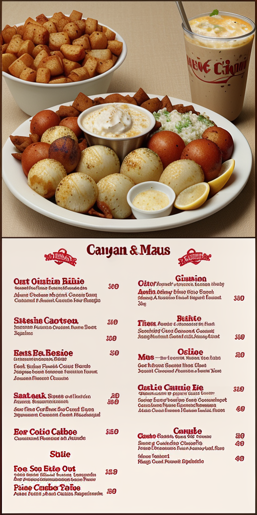cajun boil and shake menu