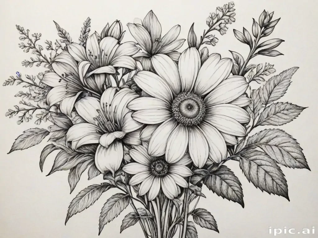 pictures of flowers drawing