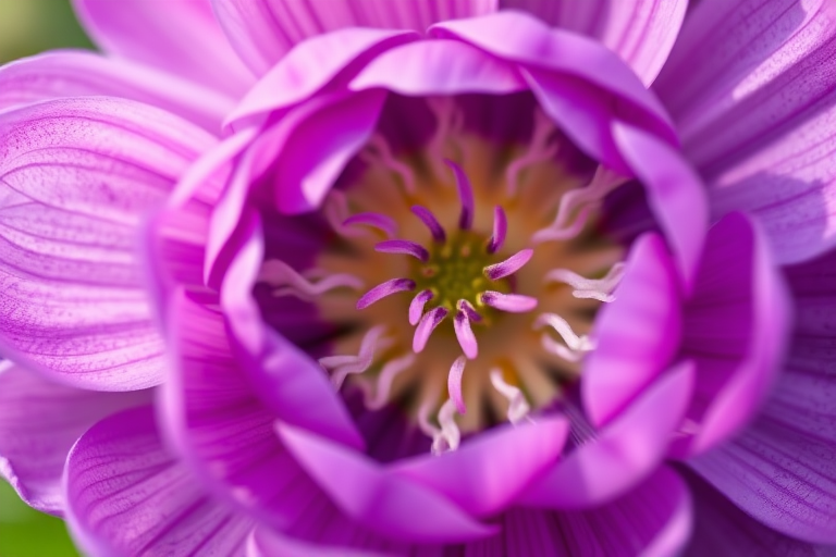 close-up shot of a purple ranunculus flower with intricate petal details, natural light, f/2.8 aperture, 50mm lens, ISO 100, macro photography style, DSLR camera
