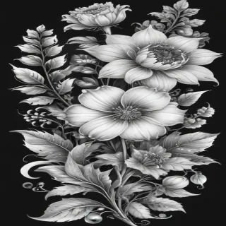 flower clip art black and white