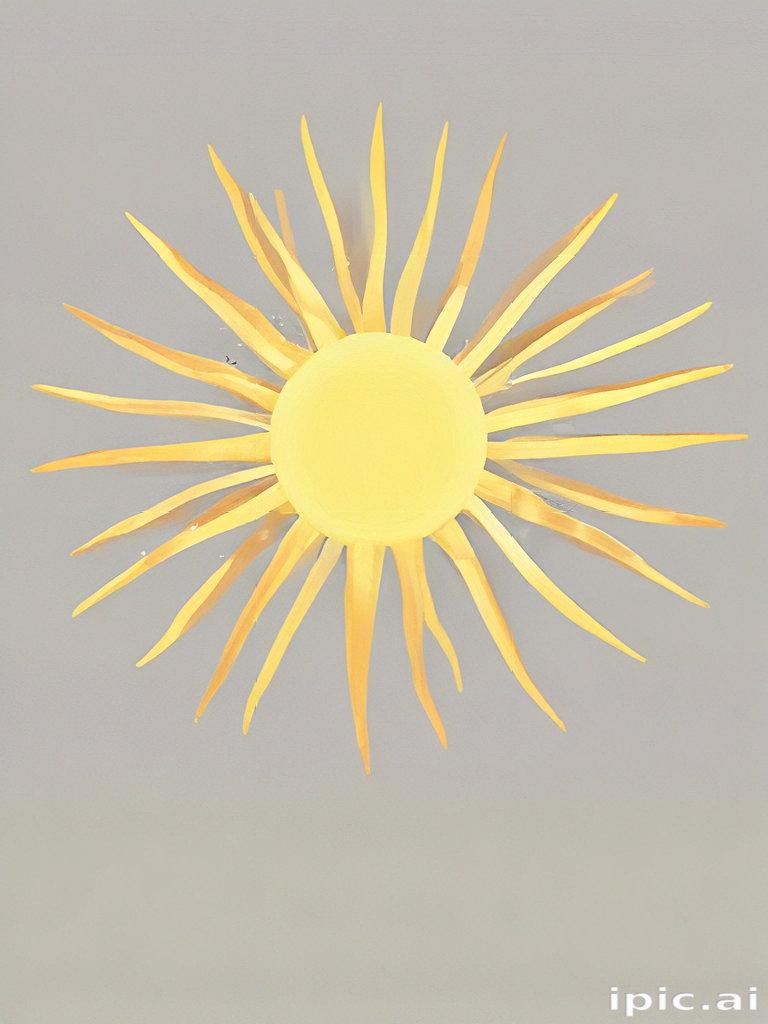 Bright and Cheerful Sun Illustration with Radiating Yellow Sunbeams