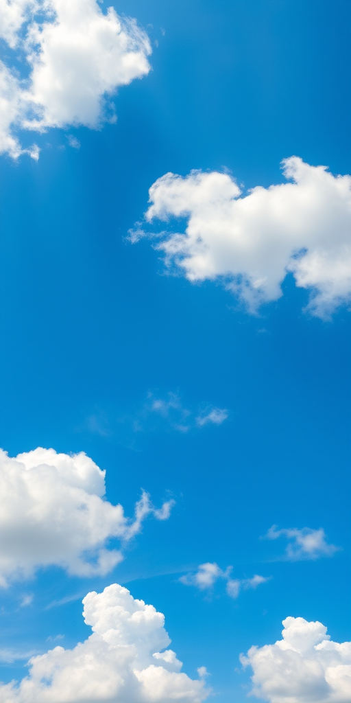 high-resolution image of a bright blue sky filled with fluffy white clouds, taken with a DSLR camera at 18mm focal length, f/8 aperture, ISO 100, in landscape orientation, using a wide-angle lens, with natural lighting to enhance clarity and color vibrancy