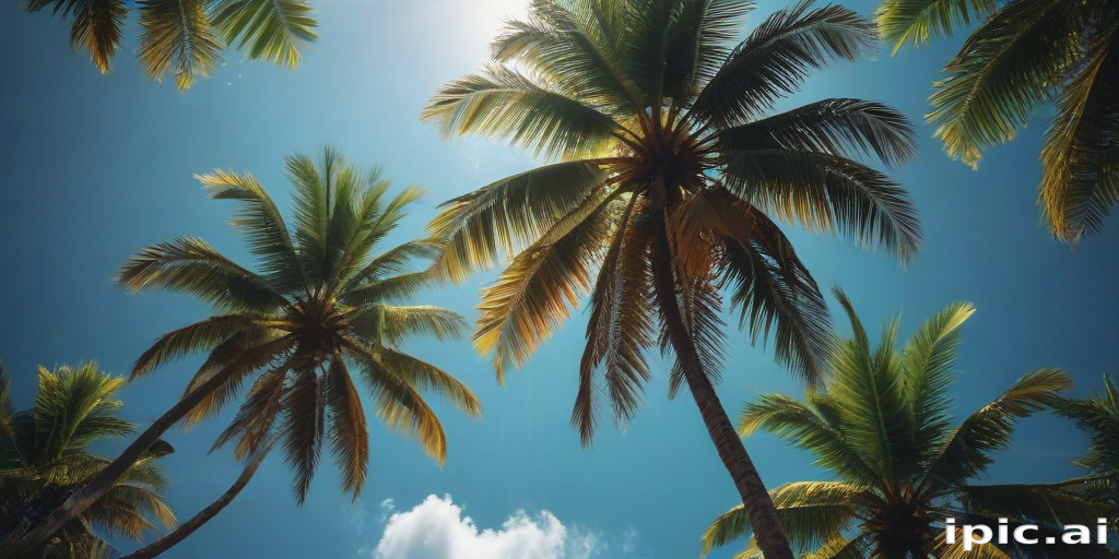 Majestic Palm Trees Reaching Toward a Clear Blue Tropical Sky