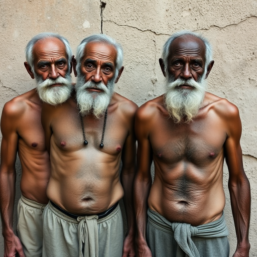 shirtless old men