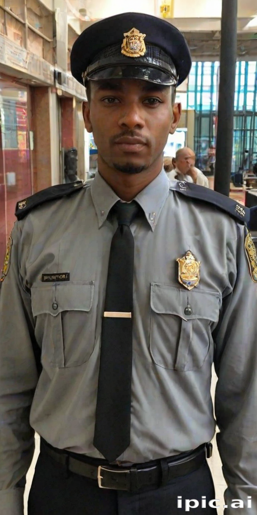 A Dedicated Security Officer Standing Proudly in Uniform at Work.