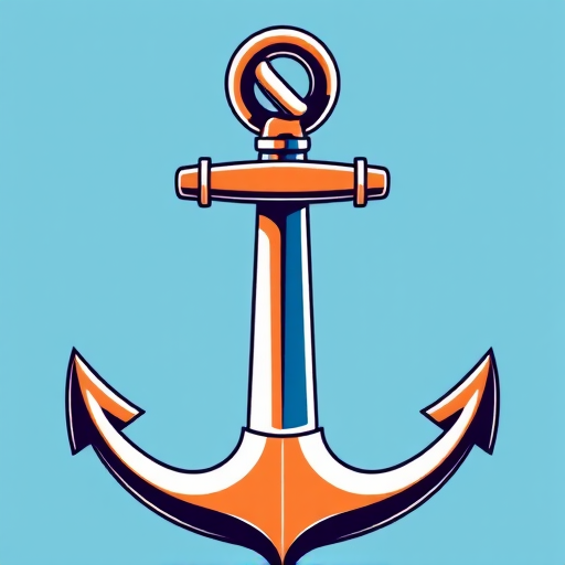 Create an illustration of a traditional anchor with a ship knot at the top, using a high-resolution vector style, captured from a close-up view with a Canon EOS 5D Mark IV, aperture f/8, ISO 100, focal length 50mm, soft natural lighting.