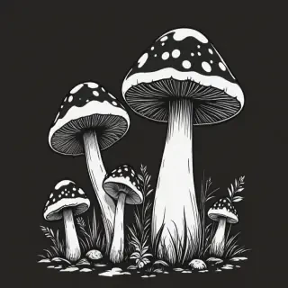 mushroom clipart black and white