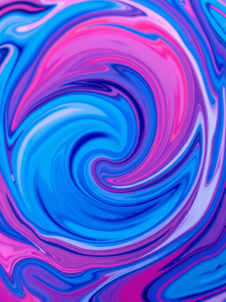 Create an abstract image with swirling patterns in vibrant colors of blue, red, and white, using a DSLR camera with a 50mm lens at f/1.8, ISO 100, and a shutter speed of 1/250s, capturing a close-up view to enhance texture and detail.