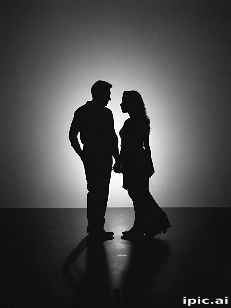 Romantic Silhouettes of a Couple Sharing a Tender Moment Together