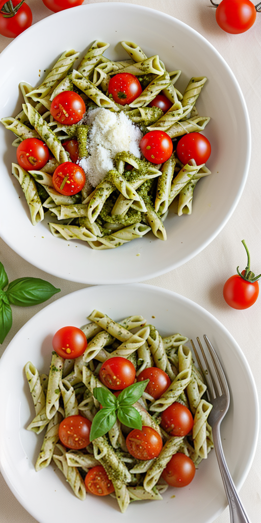 pesto pasta with cherry tomatoes
