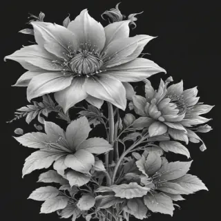 flower clipart black and white