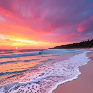 pink beach sunset