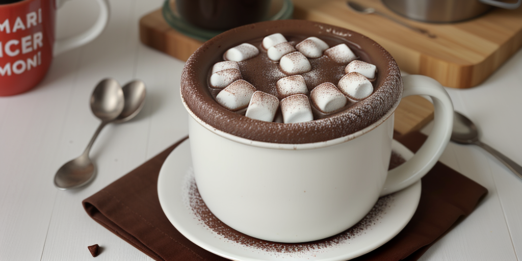 hot cocoa cake in a mug