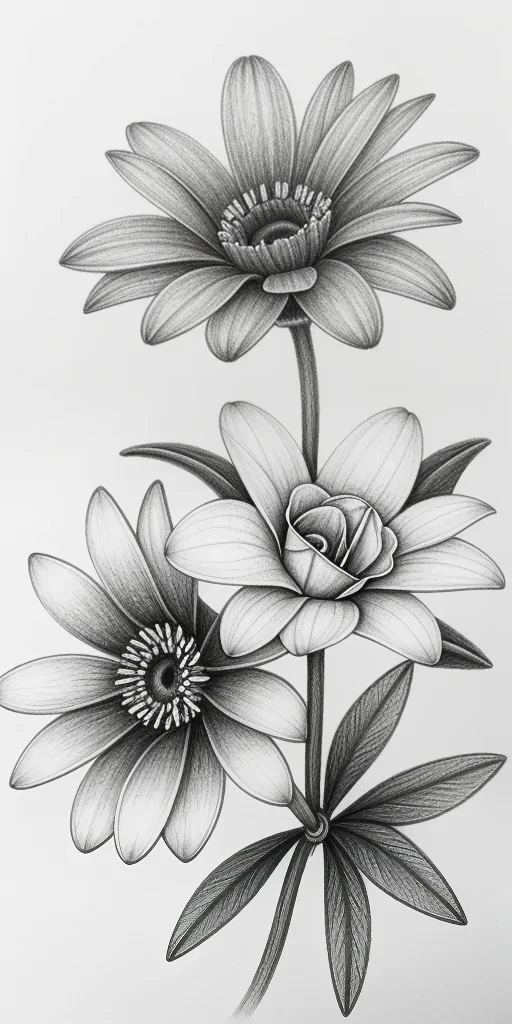 flower pencil drawing