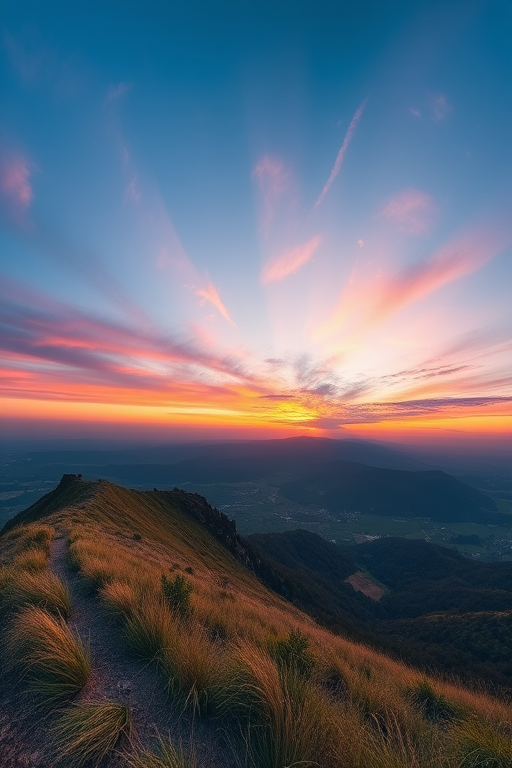 Create a high-resolution image of a serene landscape during sunset with vibrant colors, use a DSLR camera at f/8 aperture, ISO 100, 1/125 shutter speed, wide-angle lens, and a panoramic view to enhance depth and detail.