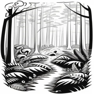 forest clipart black and white
