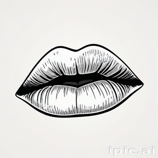 lips clipart black and white