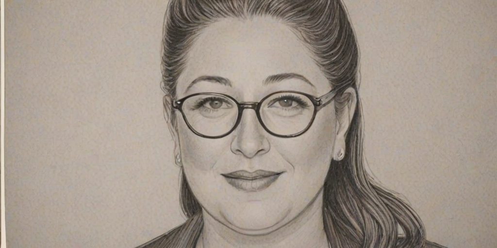 Splendid Camryn Manheim, pencil sketch, portrait of Pleasing woman 1932s in glasses, hair style beatnik, outline, clear lines, fine lines, 8k