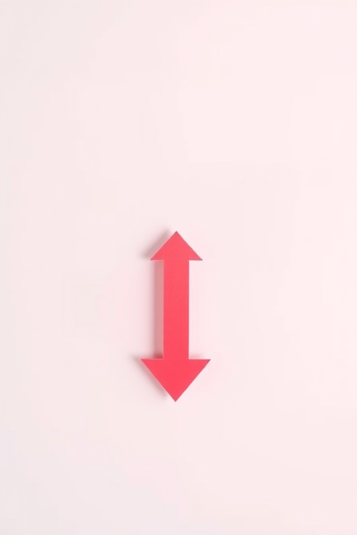 Create a high-resolution image of a simple downward arrow, using a Canon EOS R5 camera, 50mm lens, f/2.8 aperture, 1/200 sec shutter speed, in a clean studio environment with soft lighting and a subtle gradient background.