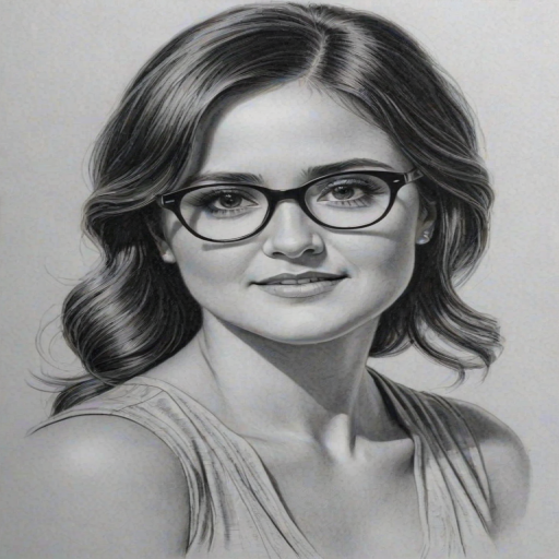 Captivating Danica McKellar, pencil sketch, portrait of Dazzling woman 1929s in glasses, hair style beatnik, outline, clear lines, fine lines, 8k