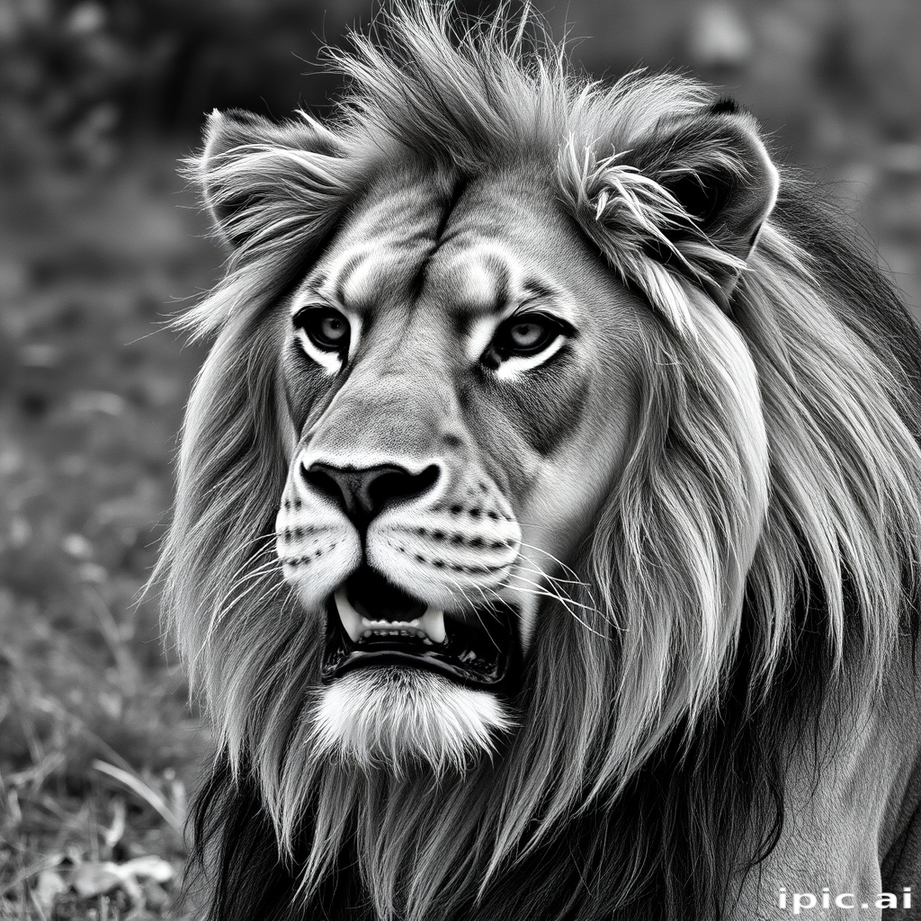 lion black and white