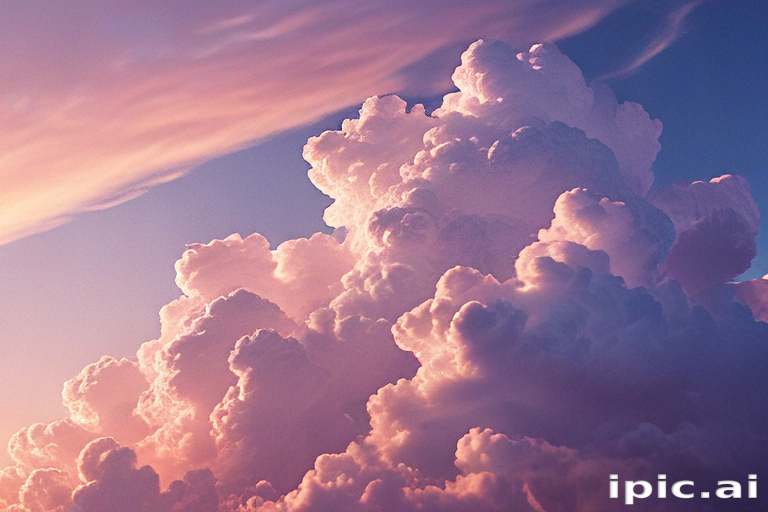 Majestic Pink and Purple Clouds Illuminated by Soft Sunset Light.