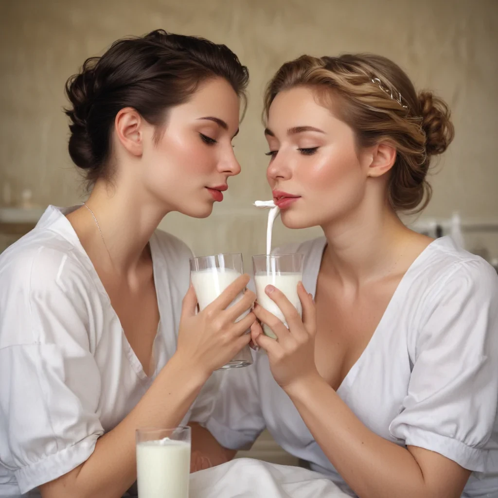 lesbians drinking milk