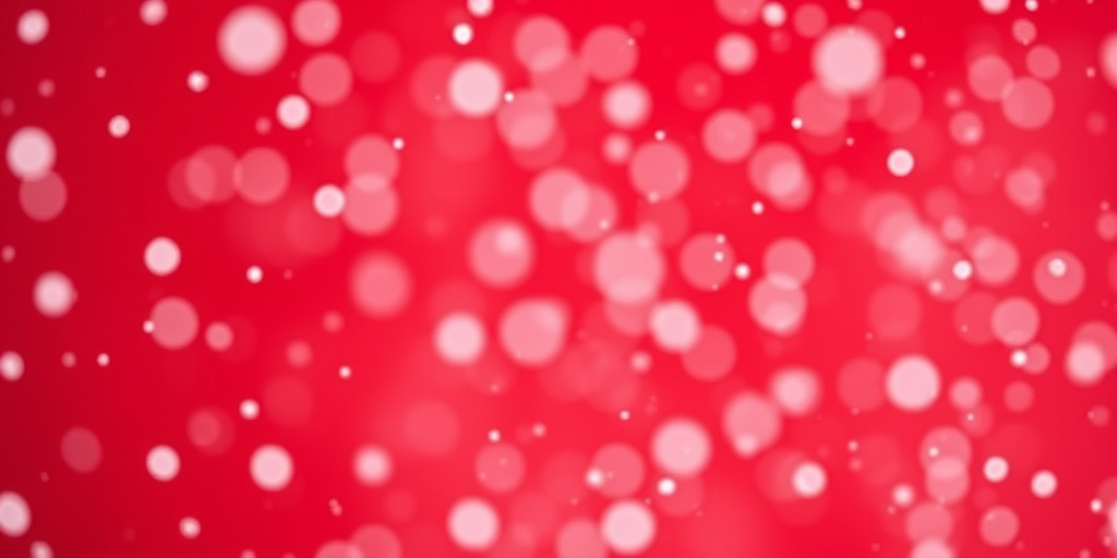 Create a high-resolution image of a red background with falling white snowflakes, using a Canon EOS R5 with an aperture of f/4, shutter speed 1/200 sec, ISO 100, shot from a frontal view in a soft focus style for a dreamy effect.