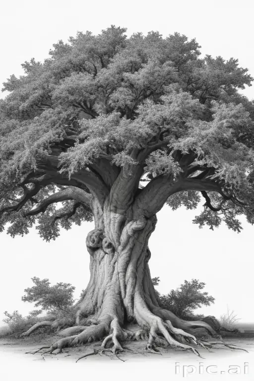 oak tree clipart black and white