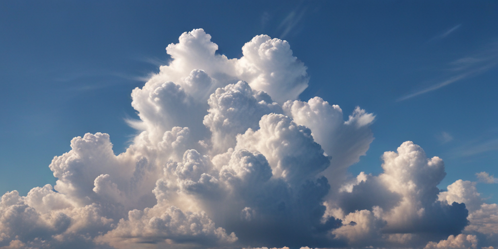 Majestic Cotton Candy Clouds Floating Gracefully Against a Clear Blue Sky.