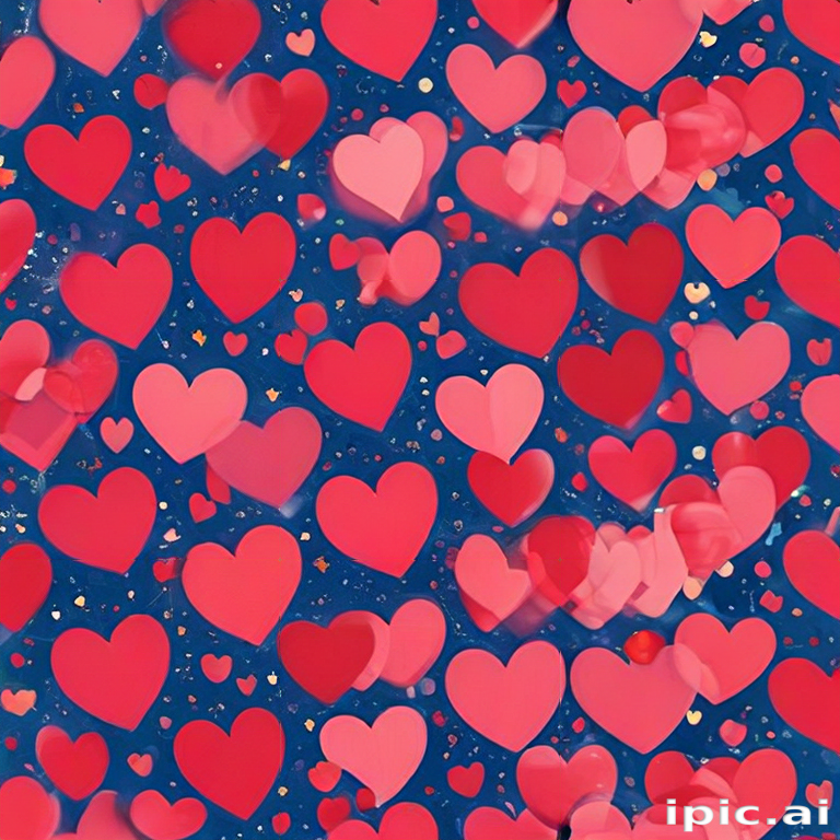 Colorful Hearts Dancing Against a Deep Blue Background in Playful Harmony