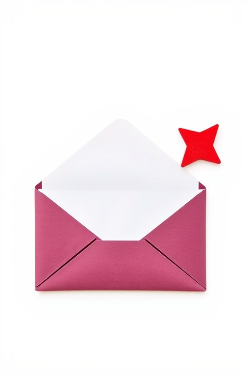 Create a high-resolution image of a stylized envelope with a dynamic arrow pointing to the right, using a Canon EOS 5D Mark IV, ISO 100, f/8, 1/200s, focal length 50mm, in bright, natural lighting, with a clean white background for enhanced clarity.