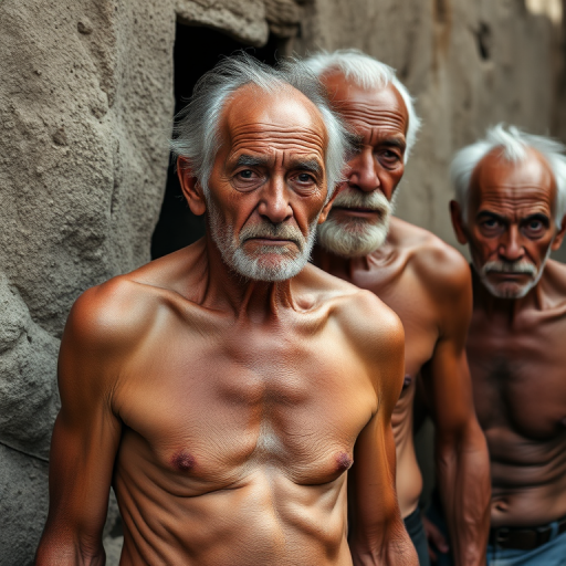 shirtless old men