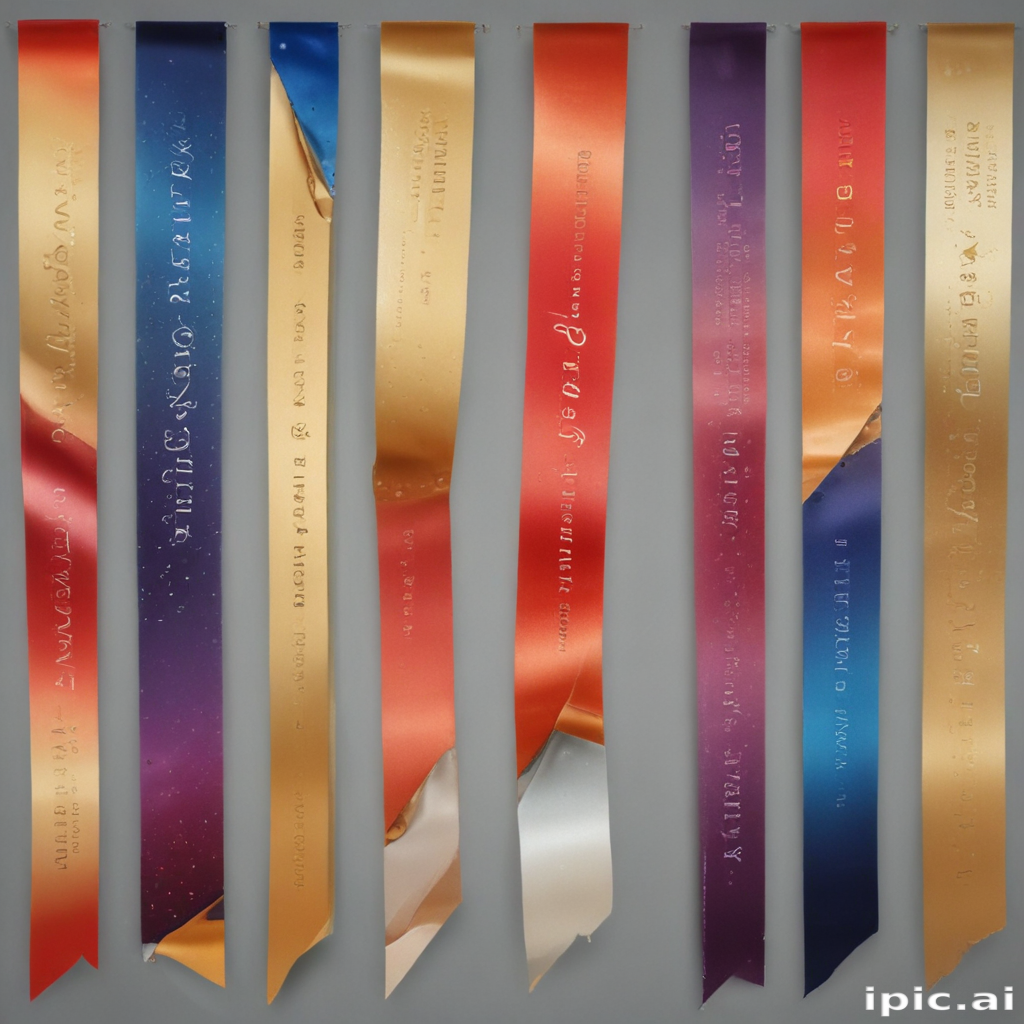 Motivation Ribbon Colorful Decorative Ribbons Displayed with Inspirational Quotes and ...