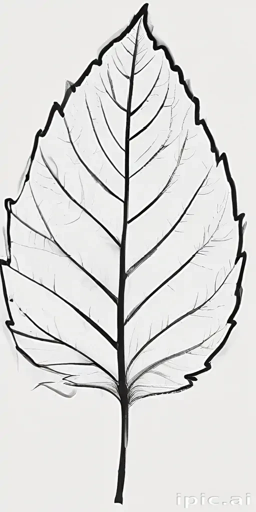 clipart leaf black and white
