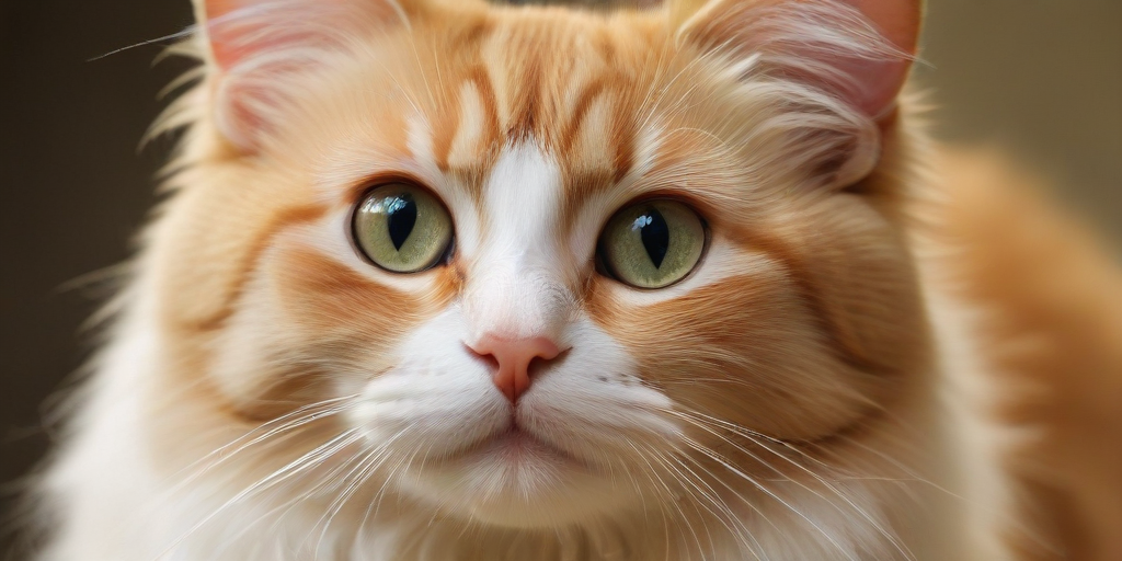 Close-Up Portrait of a Beautiful Orange and White Cat with Striking Eyes