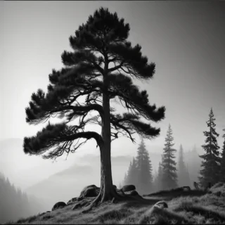pine tree clipart black and white