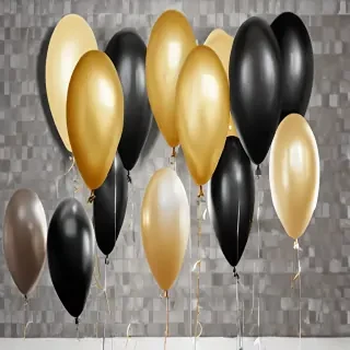 black and gold balloons png