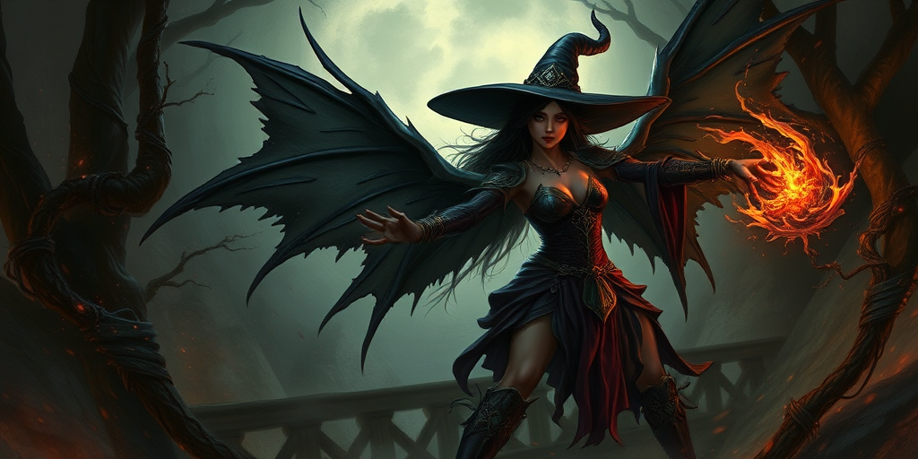 beautiful dark witch fantasy art