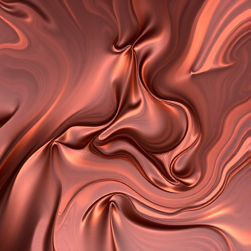 Molten Copper River flows with rich, warm tones of burnished copper and bronze in long, cascading curls that seem to shimmer and shift in the light