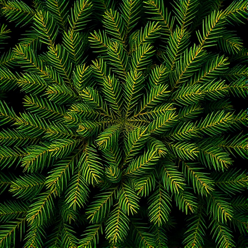 Create an image of a dense arrangement of evergreen pine branches, showcasing rich green needles with subtle hints of brown. The composition should be tightly packed, giving a natural, textured appearance that conveys a sense of depth and fullness. Use a dark background to enhance the vibrant colors of the pine foliage.