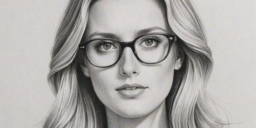 Delightful Nicky Hilton, pencil sketch, portrait of Exquisite woman 1974s in glasses, hair style beatnik, outline, clear lines, fine lines, 8k
