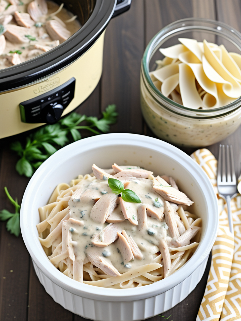 crockpot chicken alfredo with jar sauce