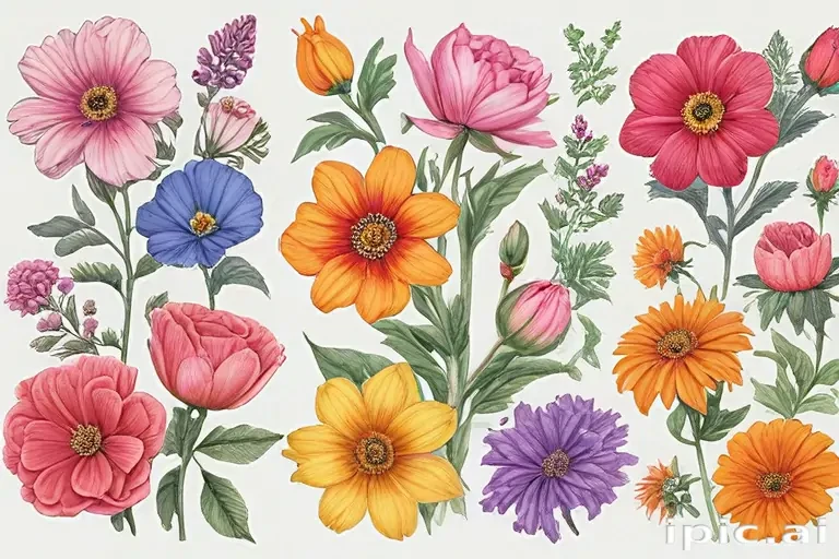 color drawings of flowers