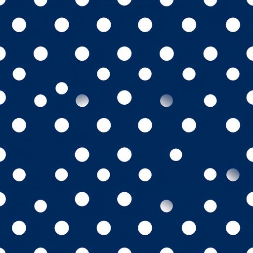 create a seamless pattern of white polka dots on a dark blue background, with a 50mm f/1.8 lens, ISO 100, aperture priority mode, shot from a top-down view, using a DSLR camera