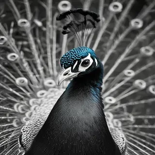 peacock black and white