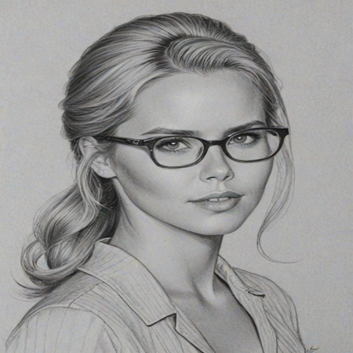 Attractive Claire Holt, pencil sketch, portrait of Appealing woman 1950s in glasses, hair style beatnik, outline, clear lines, fine lines, 8k